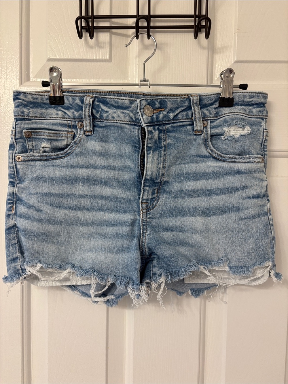 Light Blue Distressed Denim Shorts